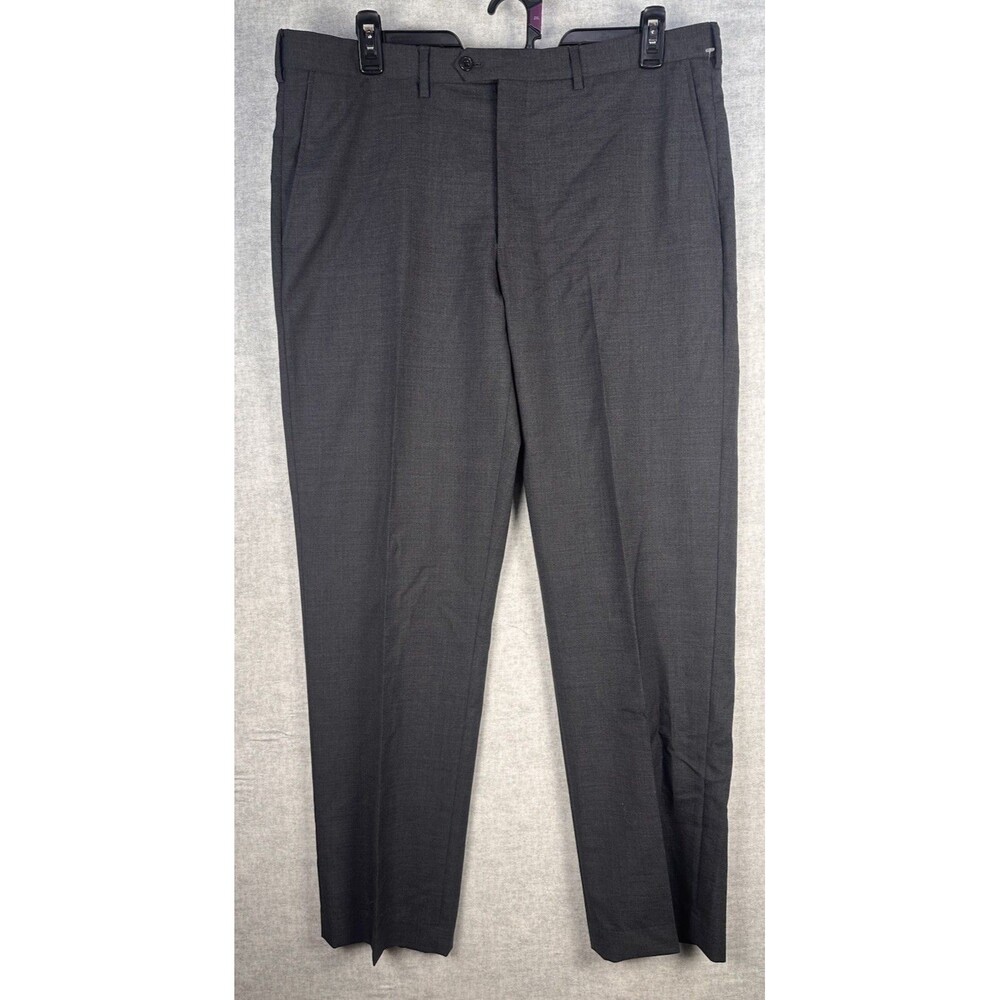 Lands' End Wool Dress Pants Gray 37 (38 X32) Traditional Fit Flat Front Flaw